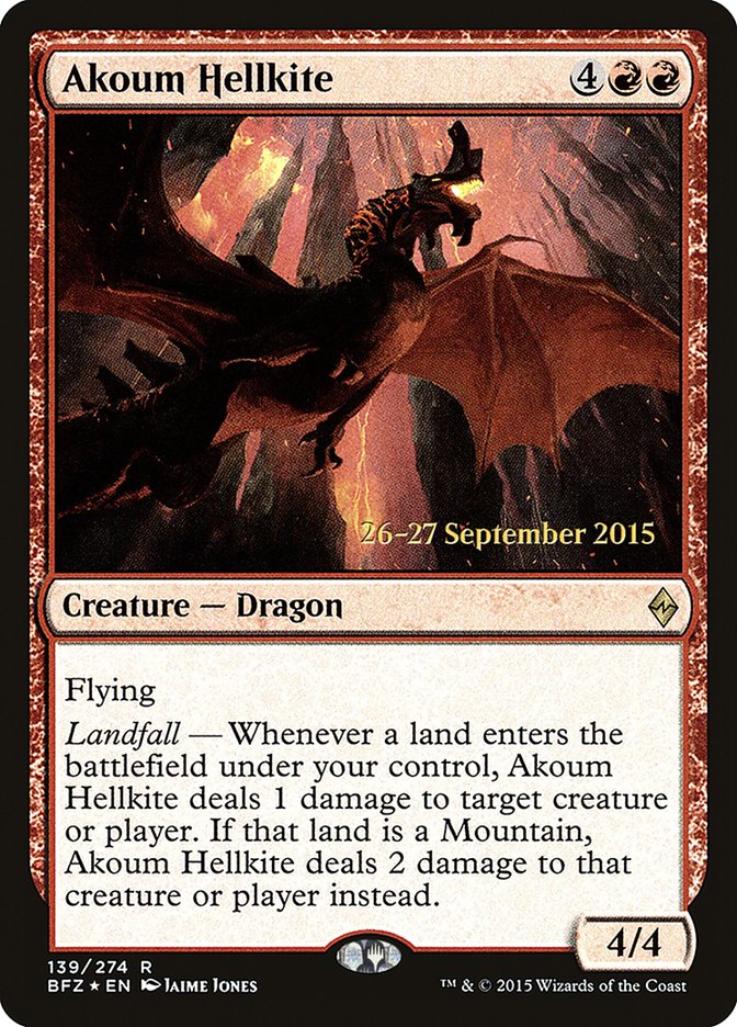 Akoum Hellkite (139) [Battle for Zendikar Prerelease Promos] | Odin's Place