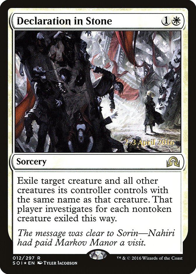 Declaration in Stone (12) [Shadows over Innistrad Prerelease Promos] | Odin's Place
