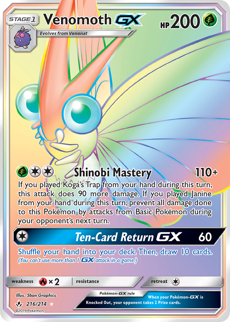 Venomoth GX (216/214) [Sun & Moon: Unbroken Bonds] | Odin's Place