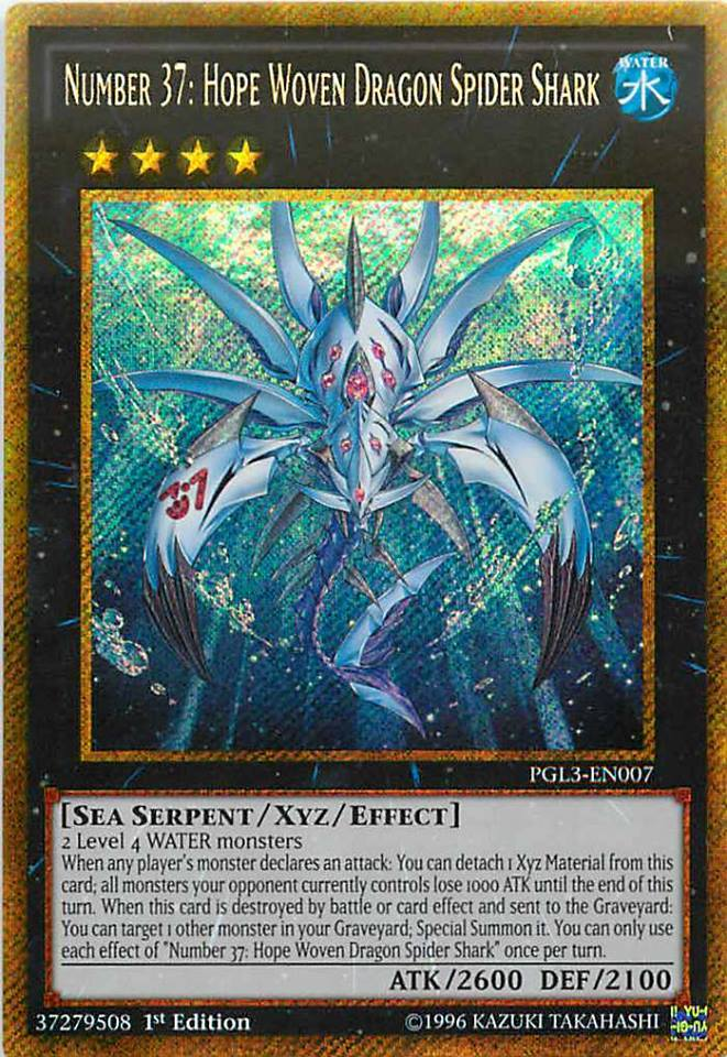 Number 37: Hope Woven Dragon Spider Shark [PGL3-EN007] Gold Secret Rare | Odin's Place