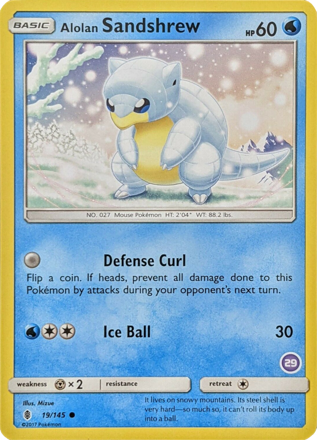 Alolan Sandshrew (19/145) (Deck Exclusive #29) [Sun & Moon: Trainer Kit - Alolan Sandslash] | Odin's Place