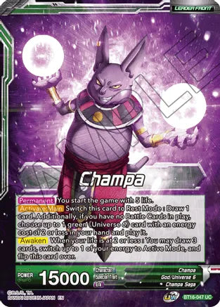 Champa // Champa, Victory at All Costs (BT16-047) [Realm of the Gods] | Odin's Place