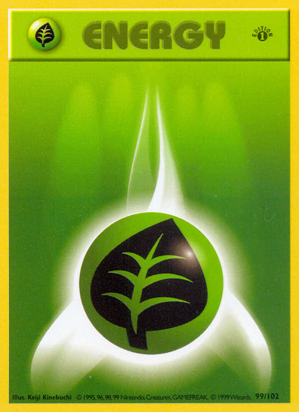 Grass Energy (99/102) (Shadowless) [Base Set 1st Edition] | Odin's Place