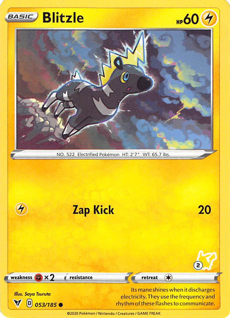 Blitzle (053/185) (Pikachu Stamp #2) [Battle Academy 2022] | Odin's Place