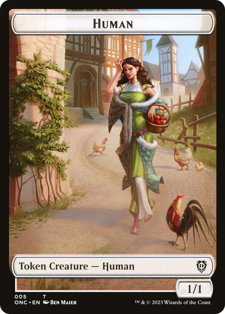 Human // Spirit Double-Sided Token [Phyrexia: All Will Be One Commander Tokens] | Odin's Place