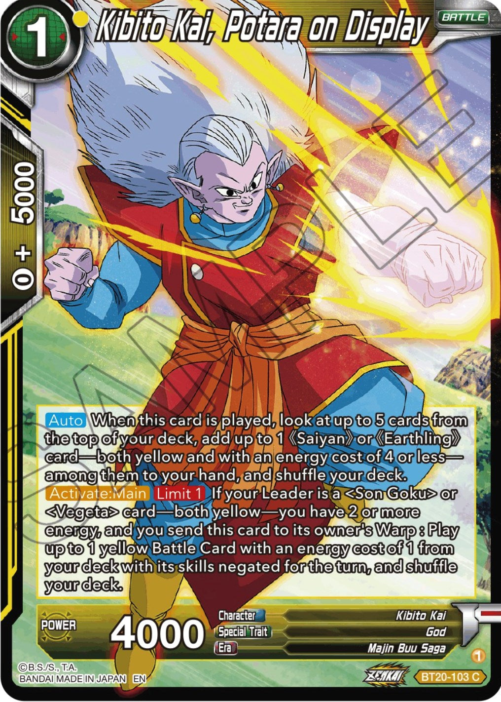 Kibito Kai, Potara on Display (BT20-103) [Power Absorbed] | Odin's Place