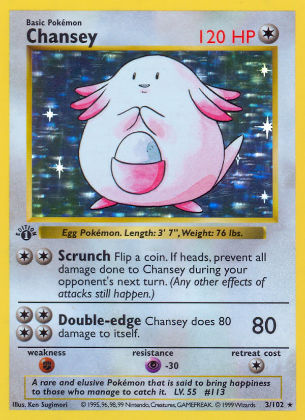 Chansey (3/102) (Shadowless) [Base Set 1st Edition] | Odin's Place