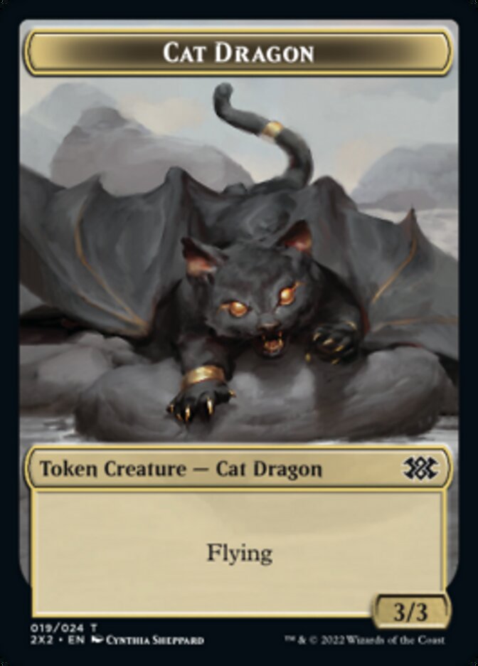 Cat Dragon // Monk Double-Sided Token [Double Masters 2022 Tokens] | Odin's Place