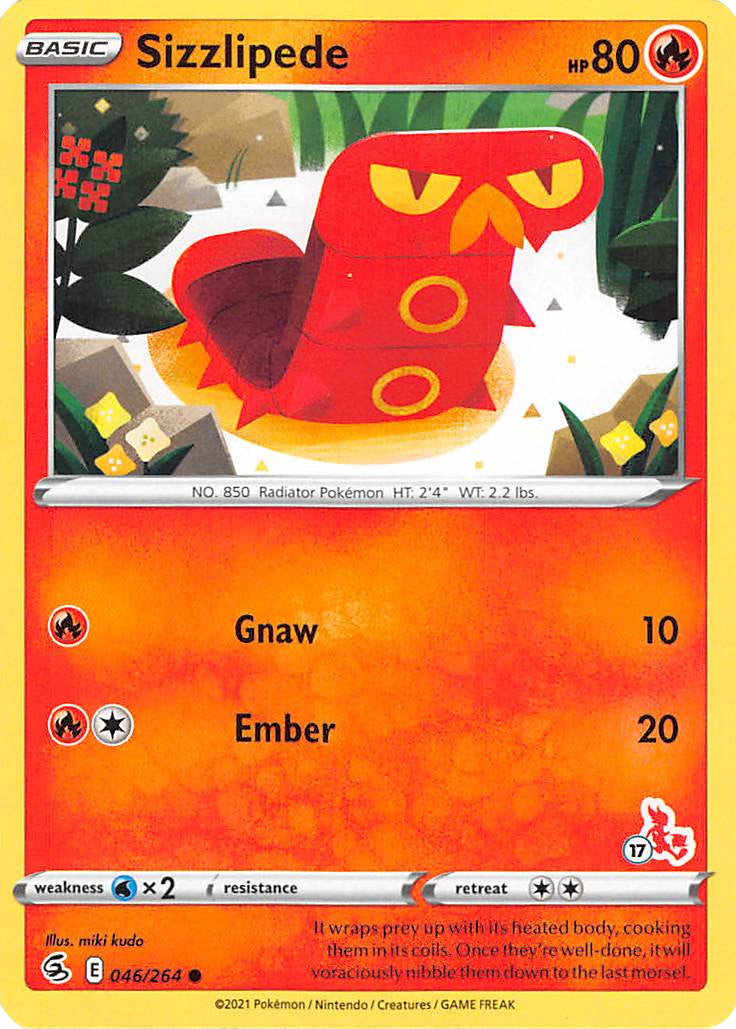 Sizzlipede (046/264) (Cinderace Stamp #17) [Battle Academy 2022] | Odin's Place