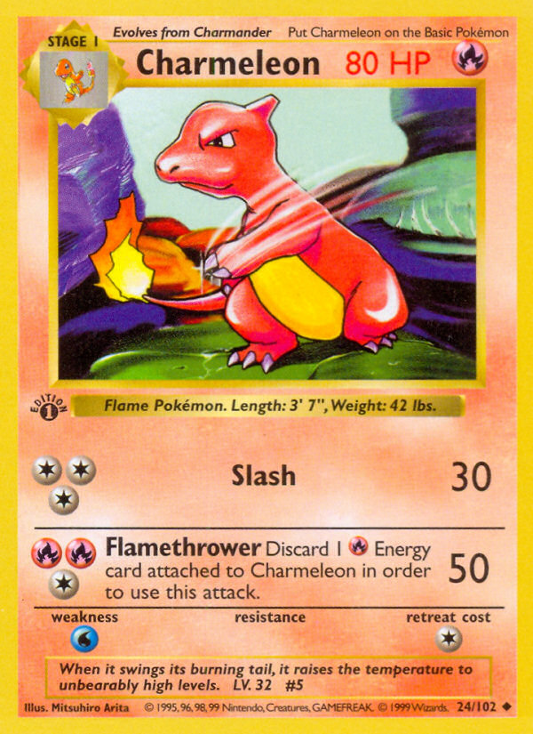 Charmeleon (24/102) (Shadowless) [Base Set 1st Edition] | Odin's Place
