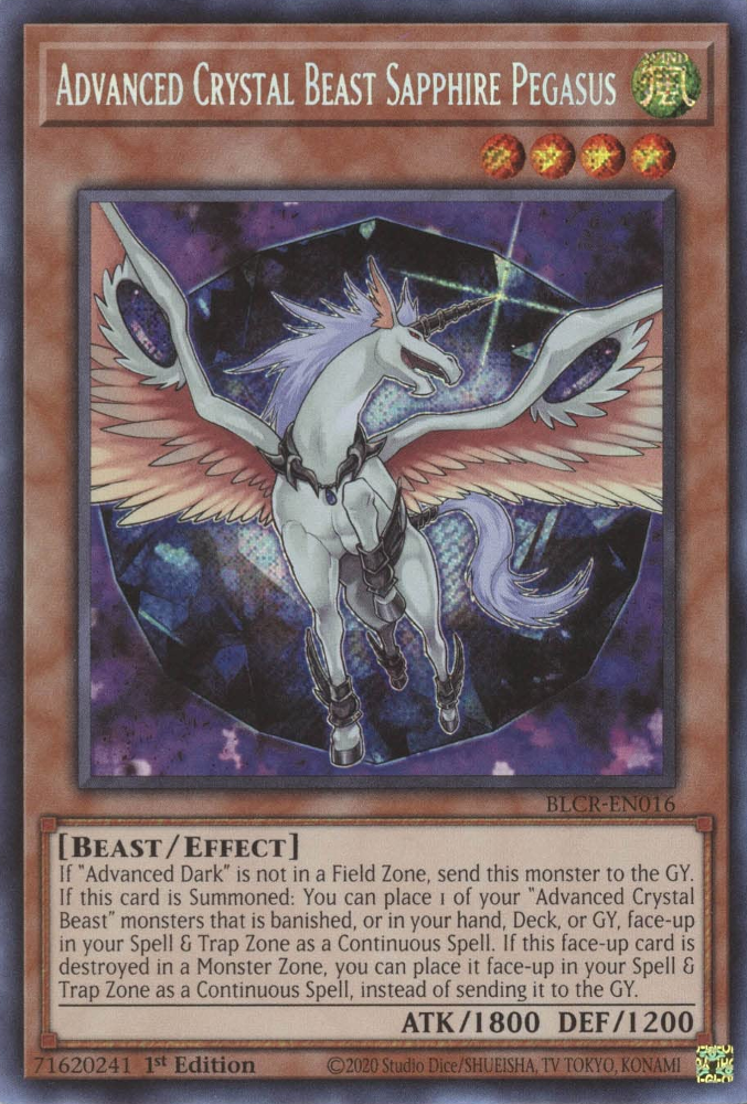 Advanced Crystal Beast Sapphire Pegasus [BLCR-EN016] Secret Rare | Odin's Place
