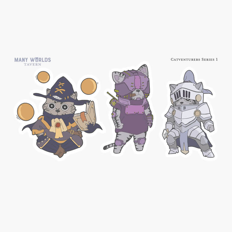 Many Worlds Catventures Cat Sticker Sheet | Odin's Place