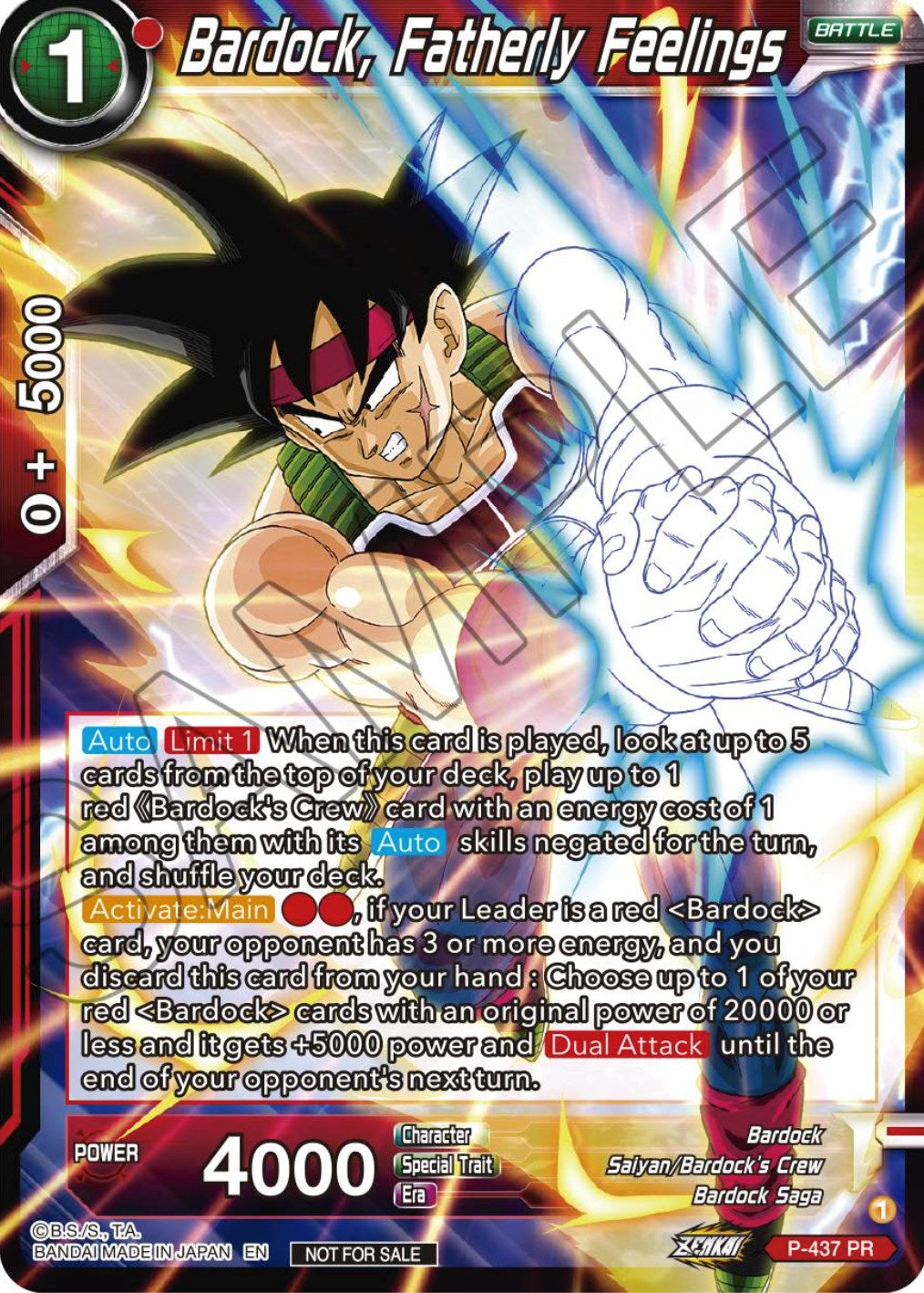 Bardock, Fatherly Feelings (Zenkai Series Tournament Pack Vol.2) (P-437) [Tournament Promotion Cards] | Odin's Place