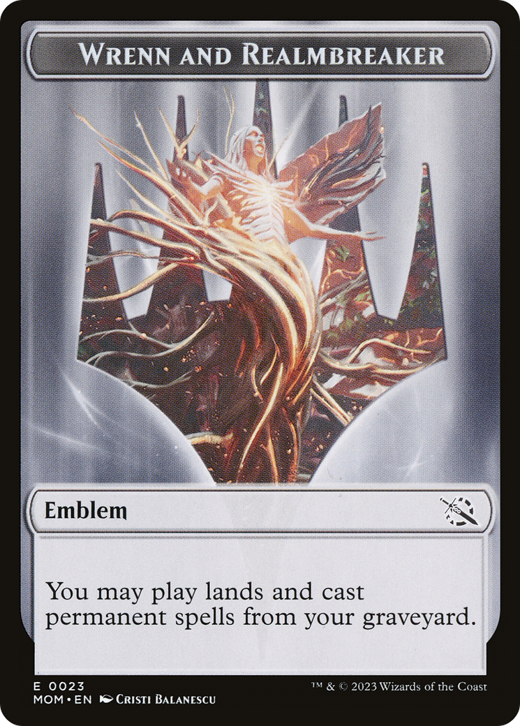 Warrior // Wrenn and Realmbreaker Emblem Double-Sided Token [March of the Machine Tokens] | Odin's Place