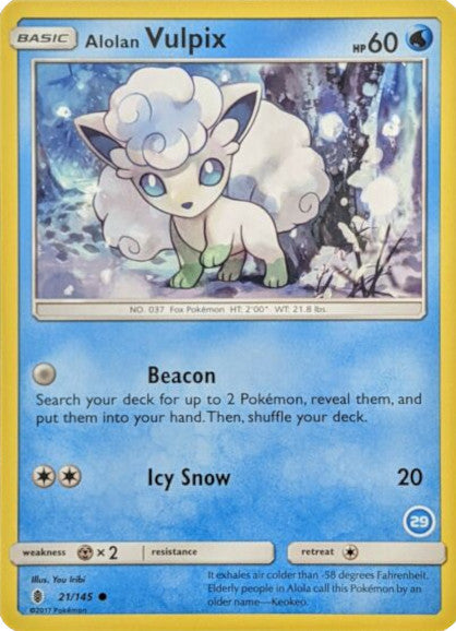 Alolan Vulpix (21/145) (Deck Exclusive #29) [Sun & Moon: Trainer Kit - Alolan Ninetales] | Odin's Place