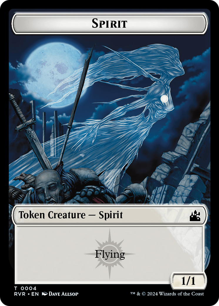 Elf Knight // Spirit (0004) Double-Sided Token [Ravnica Remastered Tokens] | Odin's Place