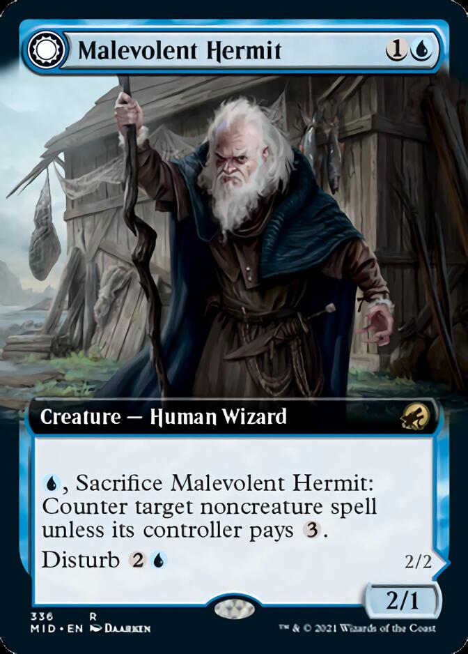 Malevolent Hermit // Benevolent Geist (Extended Art) [Innistrad: Midnight Hunt] | Odin's Place