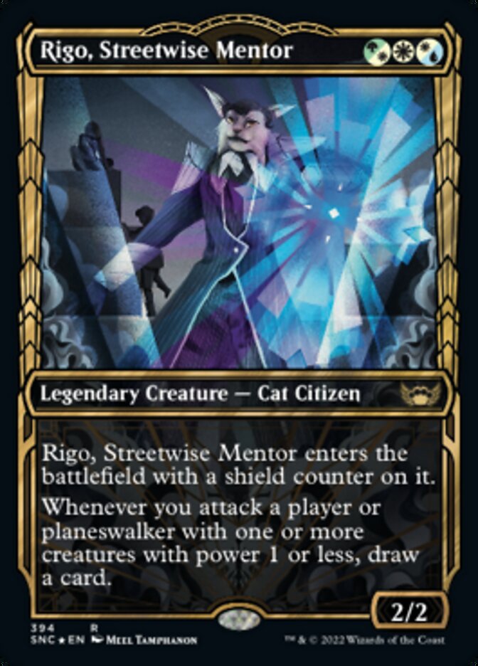 Rigo, Streetwise Mentor (Showcase Golden Age Gilded Foil) [Streets of New Capenna] | Odin's Place