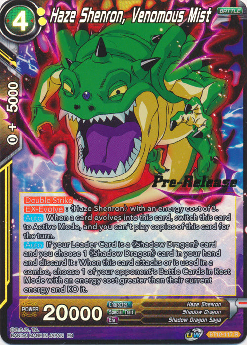 Haze Shenron, Venomous Mist (BT10-117) [Rise of the Unison Warrior Prerelease Promos] | Odin's Place