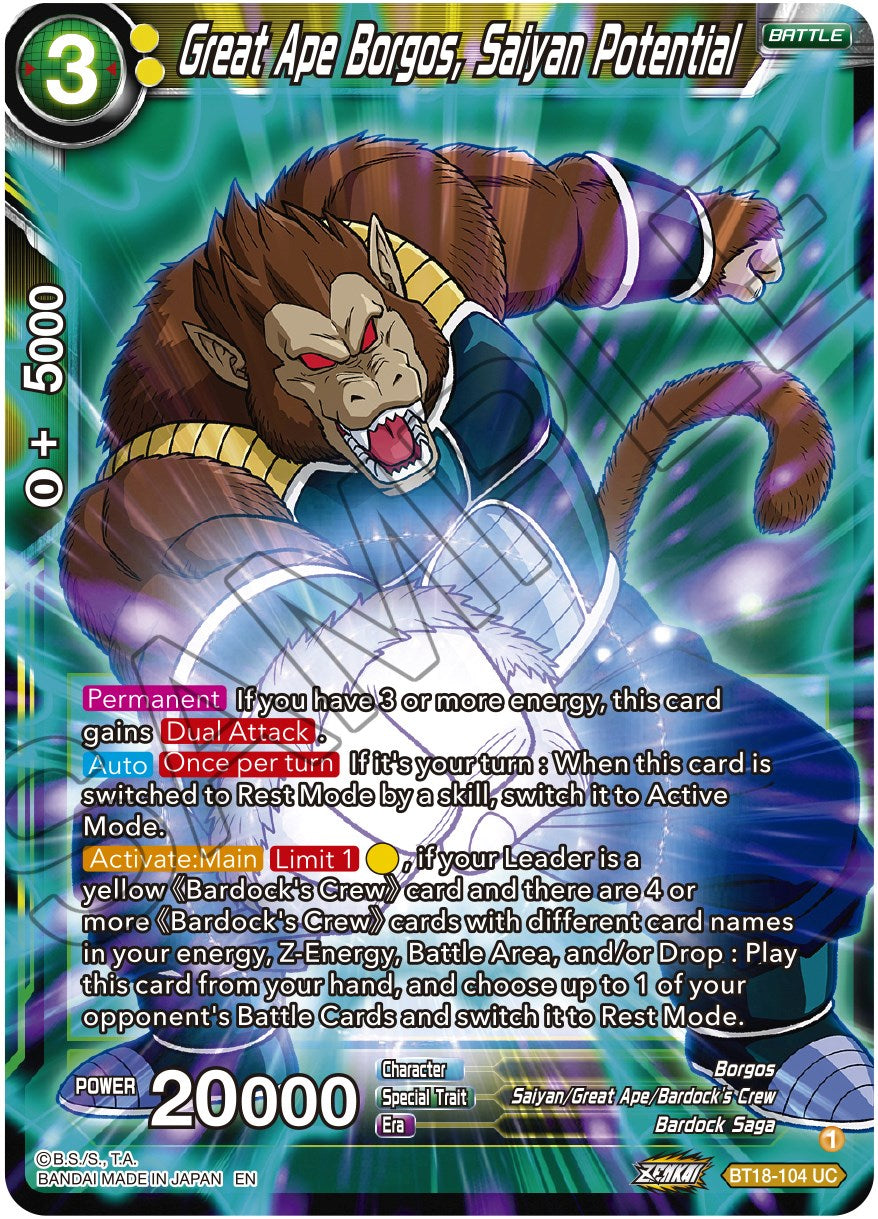 Great Ape Borgos, Saiyan Potential (BT18-104) [Dawn of the Z-Legends] | Odin's Place