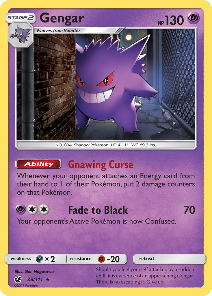 Gengar (38/111) (Prerelease Kit Exclusive) (Theme Deck Exclusive) [Sun & Moon: Crimson Invasion] | Odin's Place