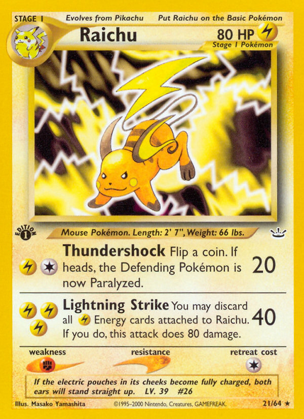 Raichu (21/64) [Neo Revelation 1st Edition] | Odin's Place