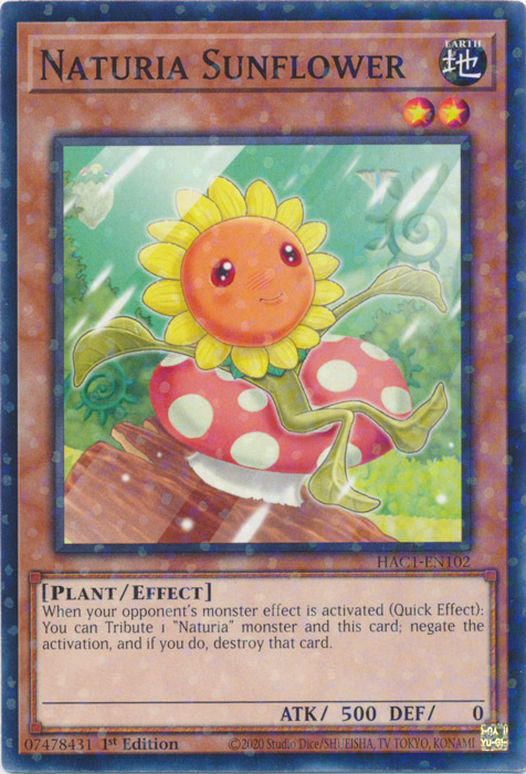 Naturia Sunflower (Duel Terminal) [HAC1-EN102] Parallel Rare | Odin's Place