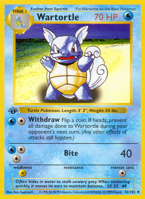 Wartortle (42/102) (Shadowless) [Base Set 1st Edition] | Odin's Place