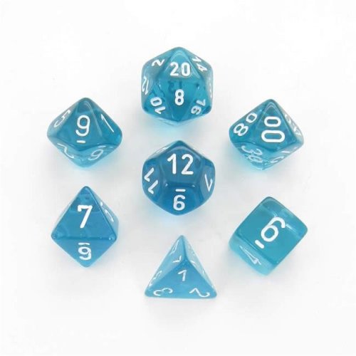 Chessex Translucent Teal with White Poly 7 Set | Odin's Place