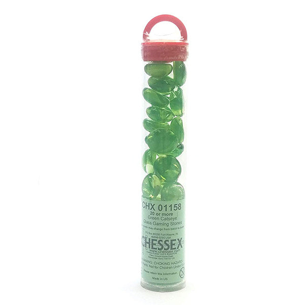 Chessex Green Catseye Glass Stones in 5.5` Tube | Odin's Place