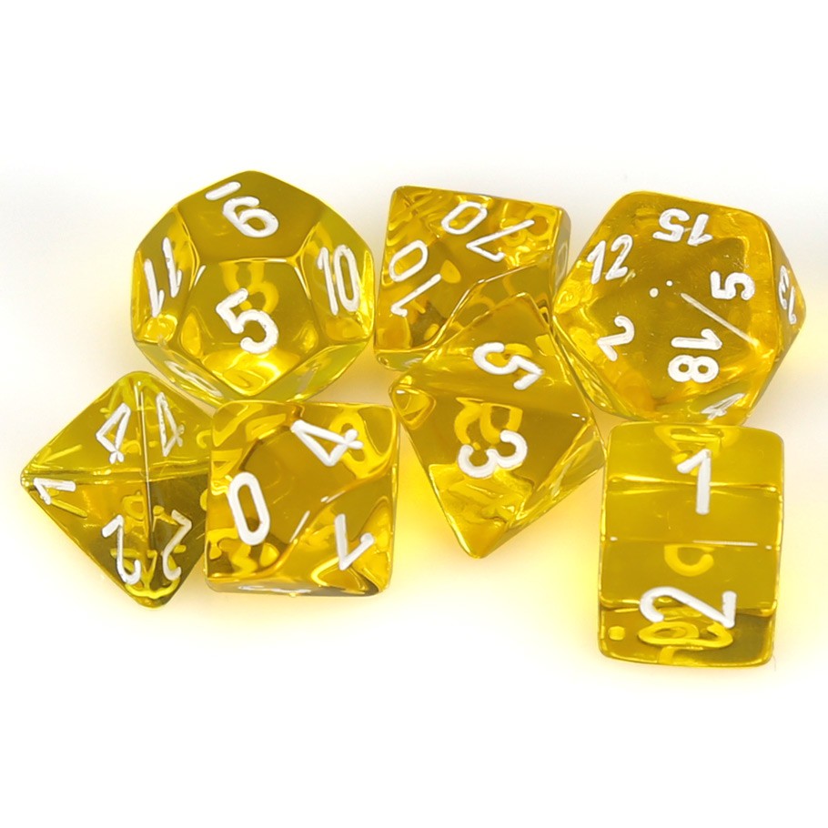 Chessex Translucent Yellow with white Poly 7 Set | Odin's Place