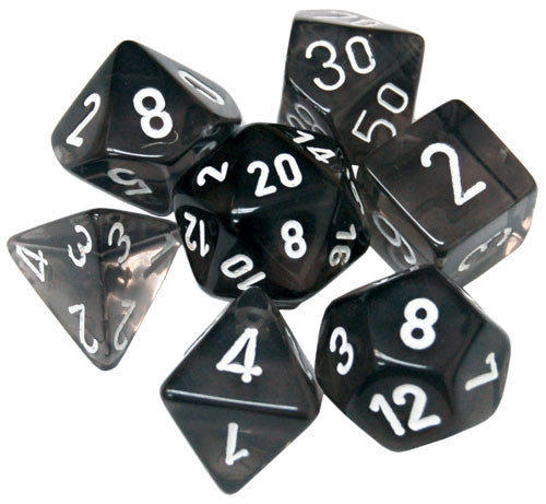 Chessex Translucent Smoke with white Poly 7 Set | Odin's Place