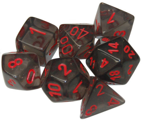 Chessex Translucent Smoke red with White Poly 7 Set | Odin's Place