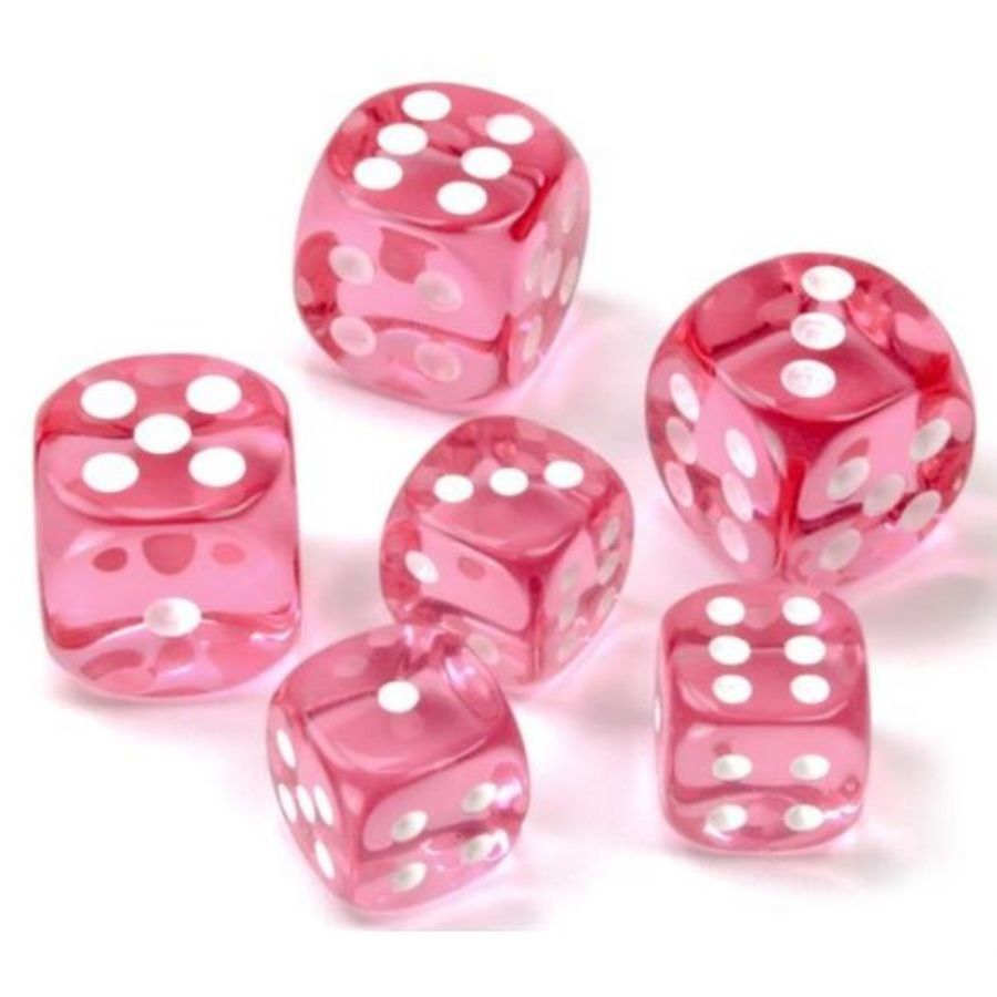 Chessex Translucent 12mm D6 Pink/White 36 ct | Odin's Place