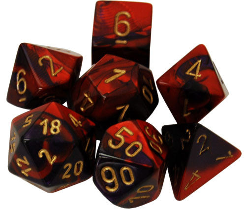 Chessex Gemini Purple and Red with Gold Poly 7 Set | Odin's Place