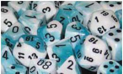 Chessex Gemini Teal-White/Black Poly 7 Dice Set | Odin's Place