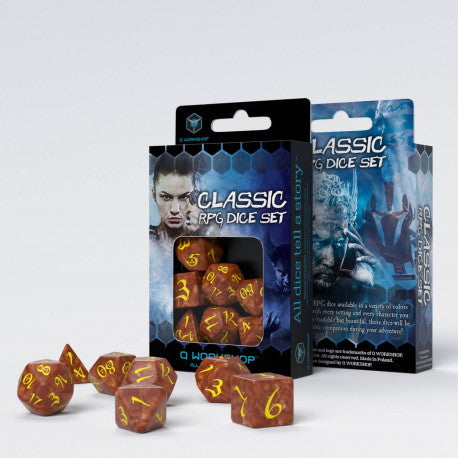 Q Workshop Classic RPG Dice Set Caramel/Yellow 7 | Odin's Place