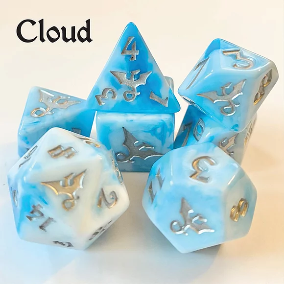 Black Oak Workshop Cloud Dragon Poly 7 Dice Set | Odin's Place