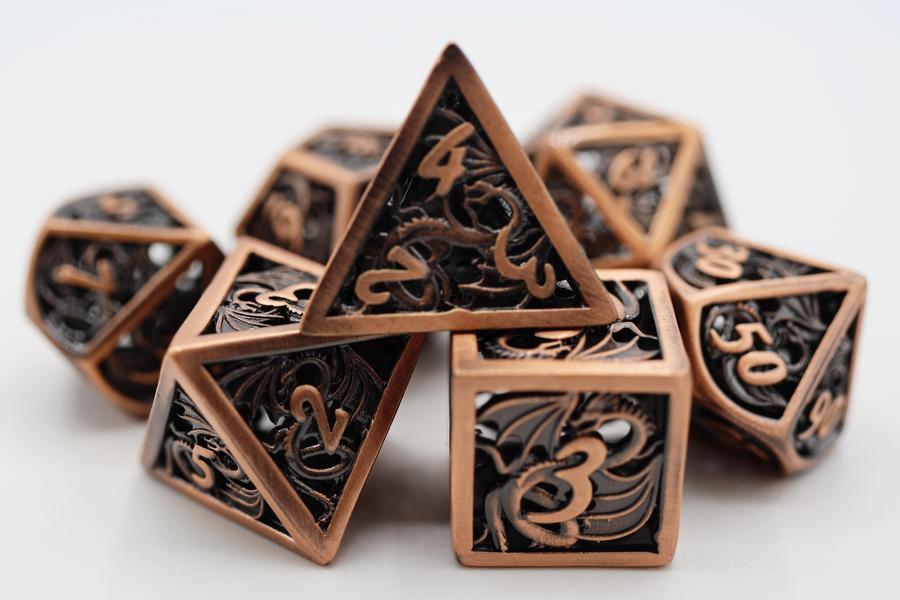 Foam Brain Metal Dice: Hollow Copper Dragon | Odin's Place