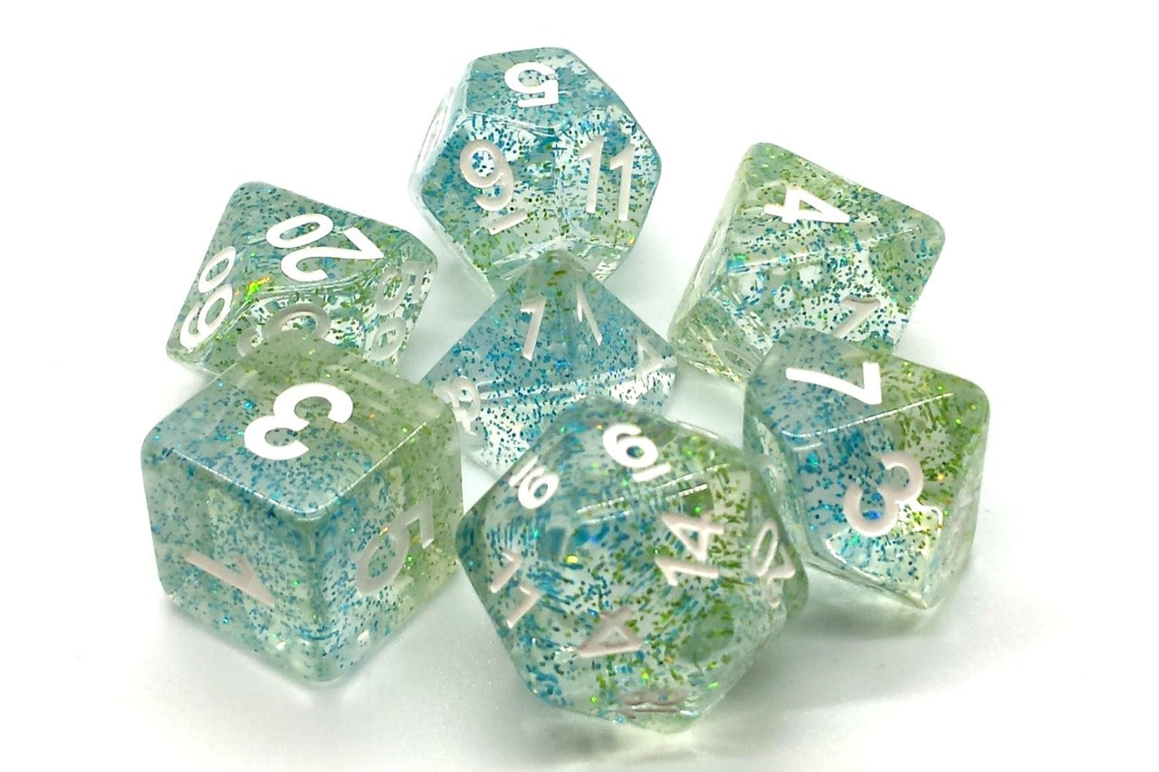 Old School Dice Particles Coral Reef Poly 7 Set | Odin's Place