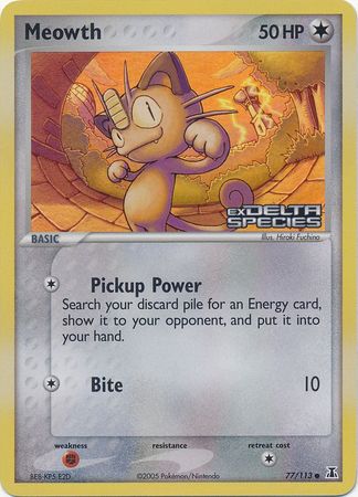 Meowth (77/113) (Stamped) [EX: Delta Species] | Odin's Place