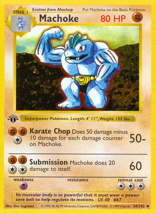 Machoke (34/102) (Shadowless) [Base Set 1st Edition] | Odin's Place