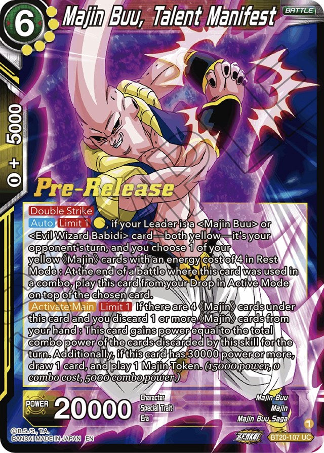 Majin Buu, Talent Manifest (BT20-107) [Power Absorbed Prerelease Promos] | Odin's Place