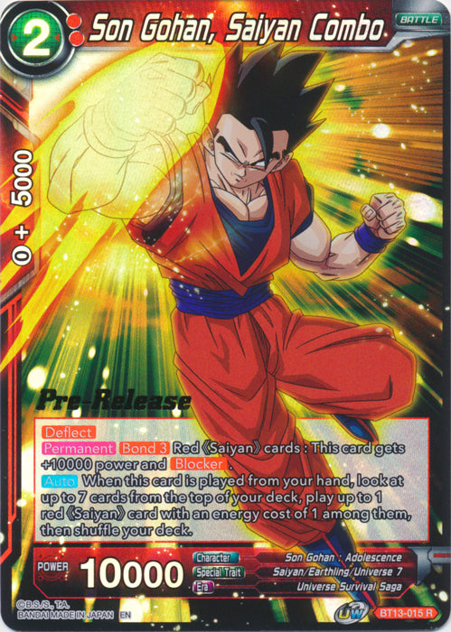 Son Gohan, Saiyan Combo (BT13-015) [Supreme Rivalry Prerelease Promos] | Odin's Place