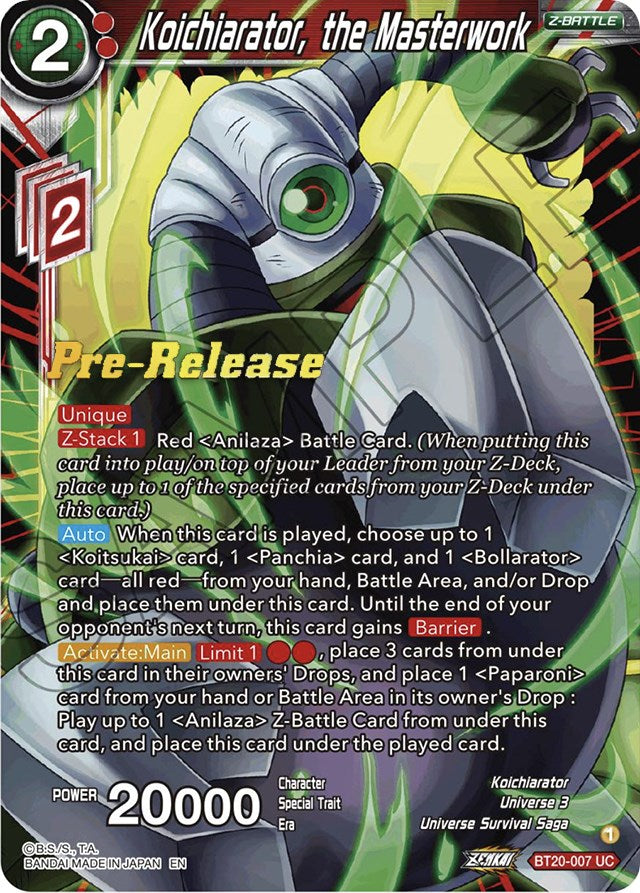 Koichiarator, the Masterwork (BT20-007) [Power Absorbed Prerelease Promos] | Odin's Place