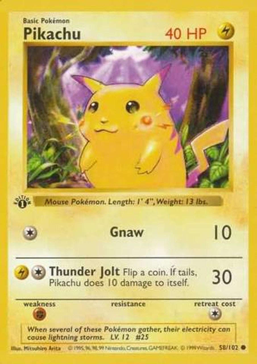 Pikachu (58/102) (Red Cheeks Misprint) [Base Set 1st Edition] | Odin's Place