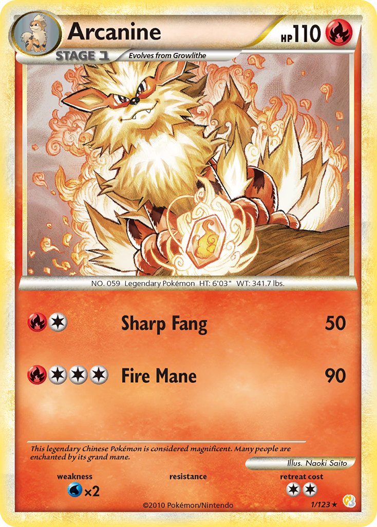 Arcanine (1/123) (Theme Deck Exclusive) [HeartGold & SoulSilver: Base Set] | Odin's Place