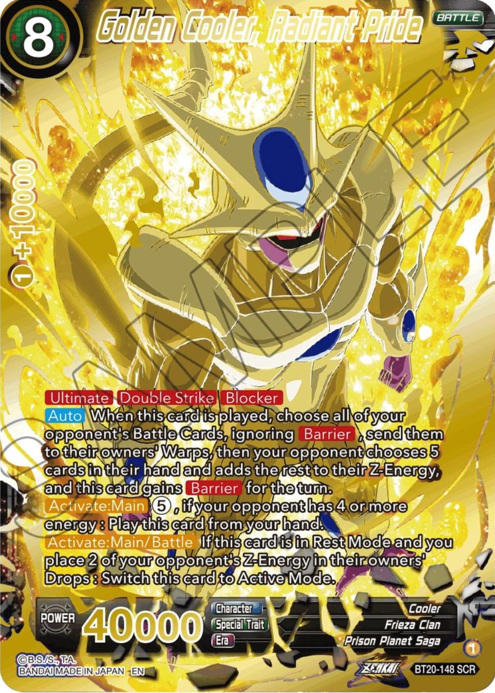 Golden Cooler, Radiant Pride (SCR) (BT20-148) [Power Absorbed] | Odin's Place