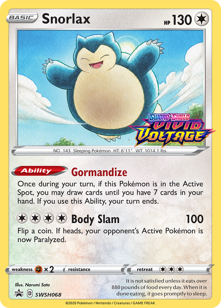 Snorlax (SWSH068) (Prerelease Promo) [Sword & Shield: Black Star Promos] | Odin's Place