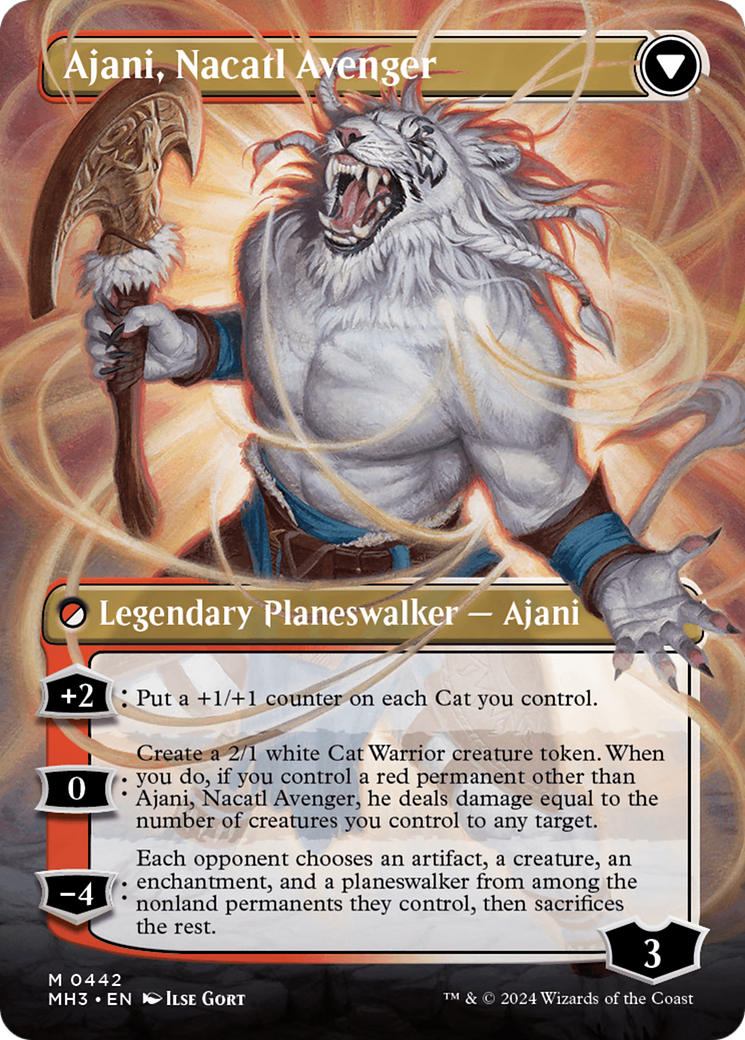 Ajani, Nacatl Pariah // Ajani, Nacatl Avenger (Borderless) [Modern Horizons 3] | Odin's Place